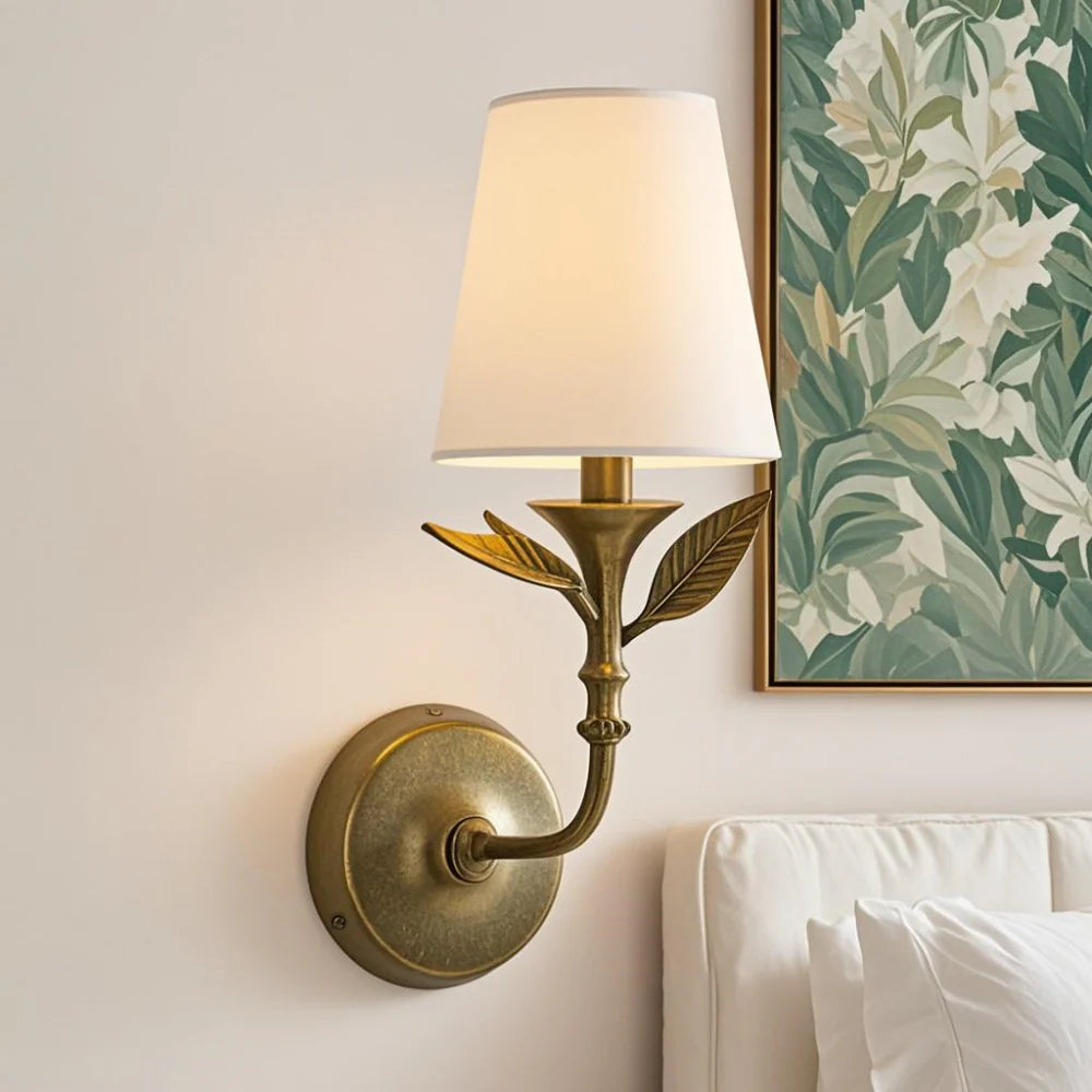Iselynn Vintage Flower Antique Brass Wall Light