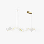 Kristy Pendant Light Designer Wave Acrylic, White/Gold, Dining Room
