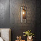 Hessa Contemporary Golden Pendant Light, Glass, Globe/Cylindric