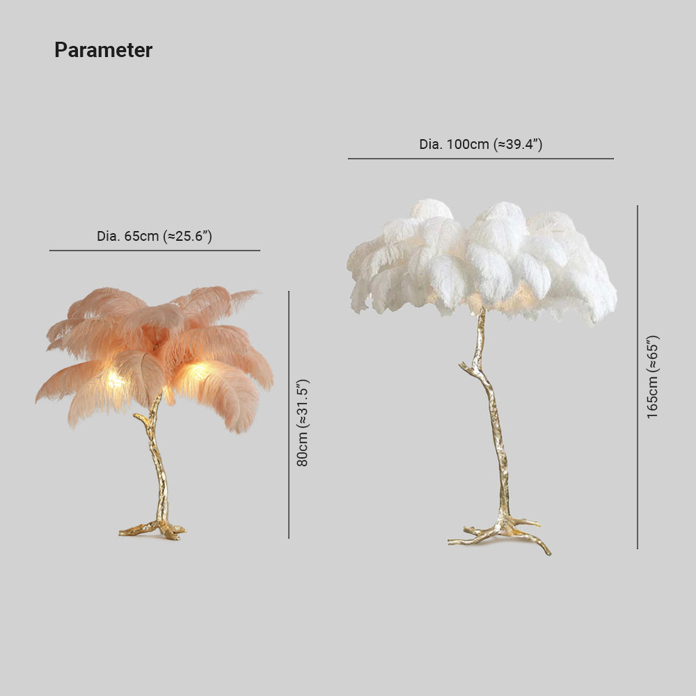 Luxury Feather/Colored Metal Floor Lamp