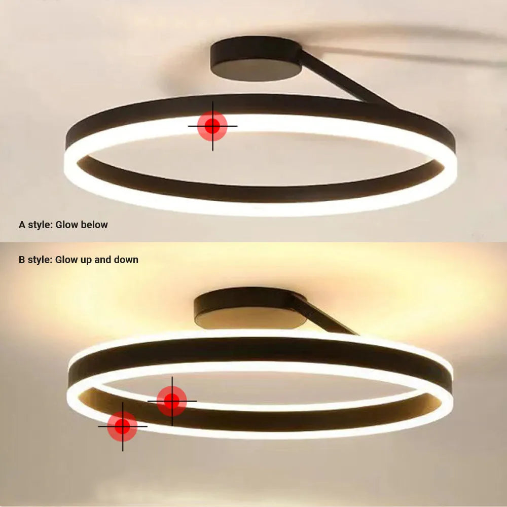 Solen Modern Circle Flush Mount Ceiling Light, Black & White