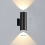 Kren Minimalist Metal Double-headed Outdoor Wall Lamp, Black