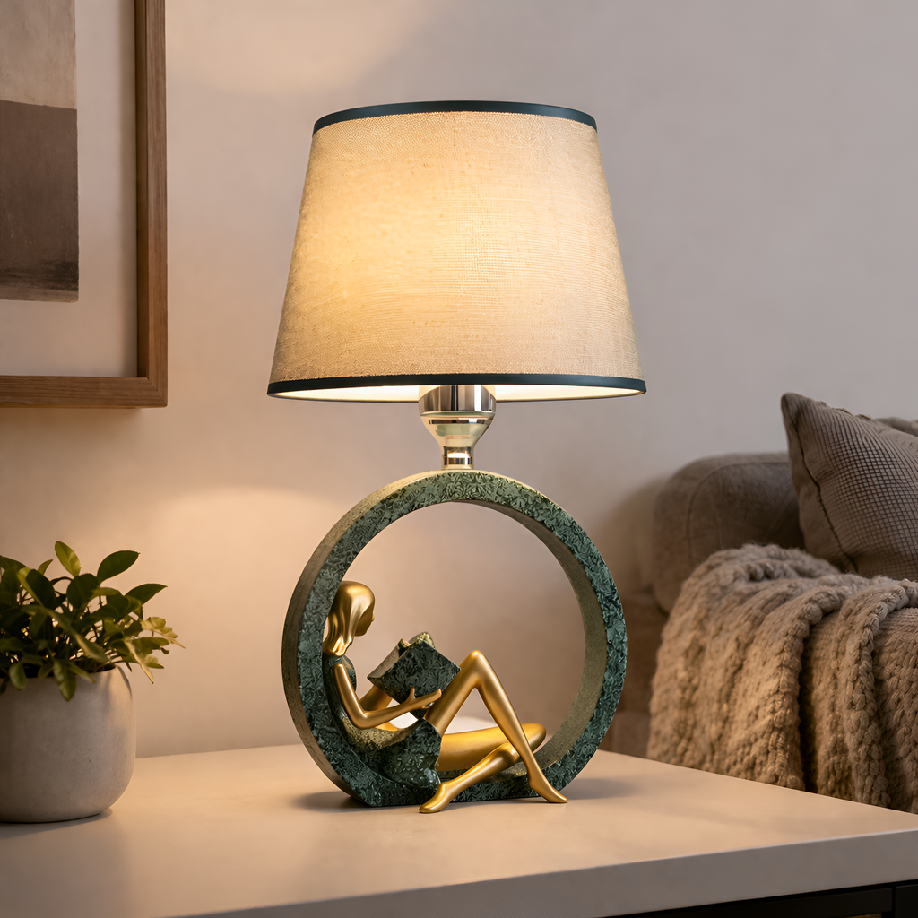 Banjo - Reading Girl Guitar Boy Table Lamp Nordic Decor