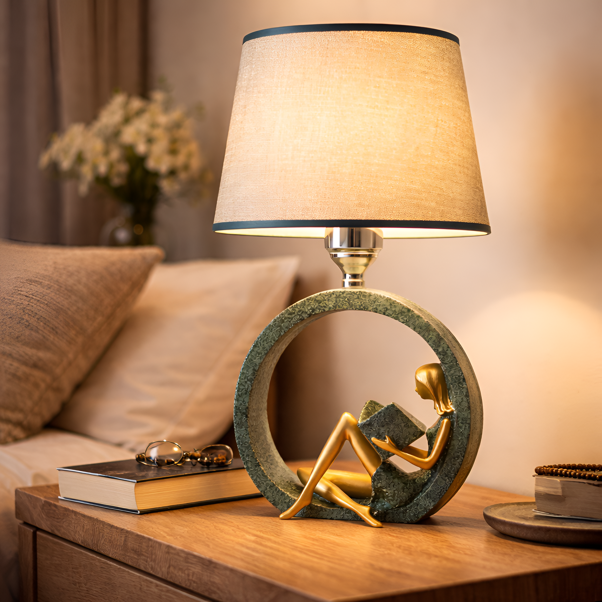 Banjo - Reading Girl Guitar Boy Table Lamp Nordic Decor