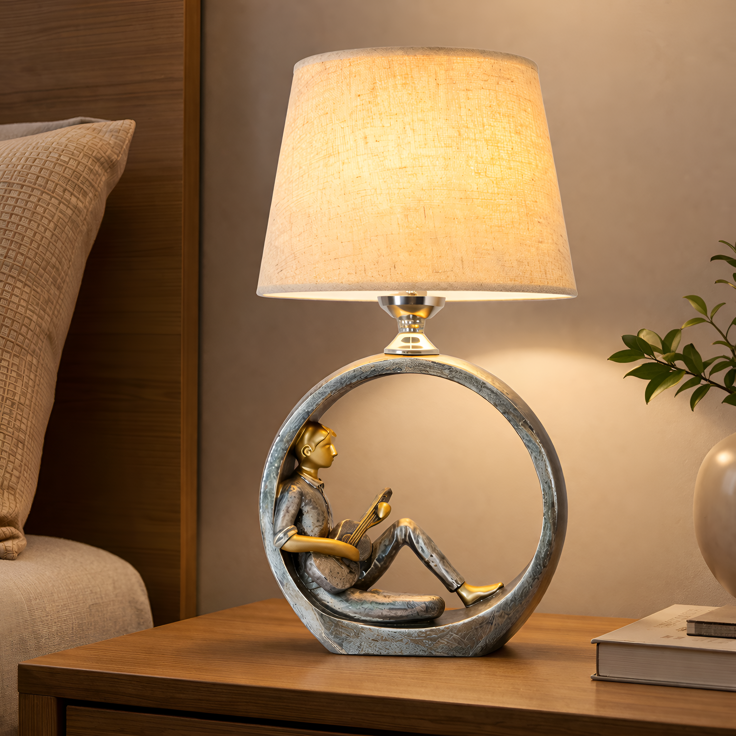 Banjo - Reading Girl Guitar Boy Table Lamp Nordic Decor