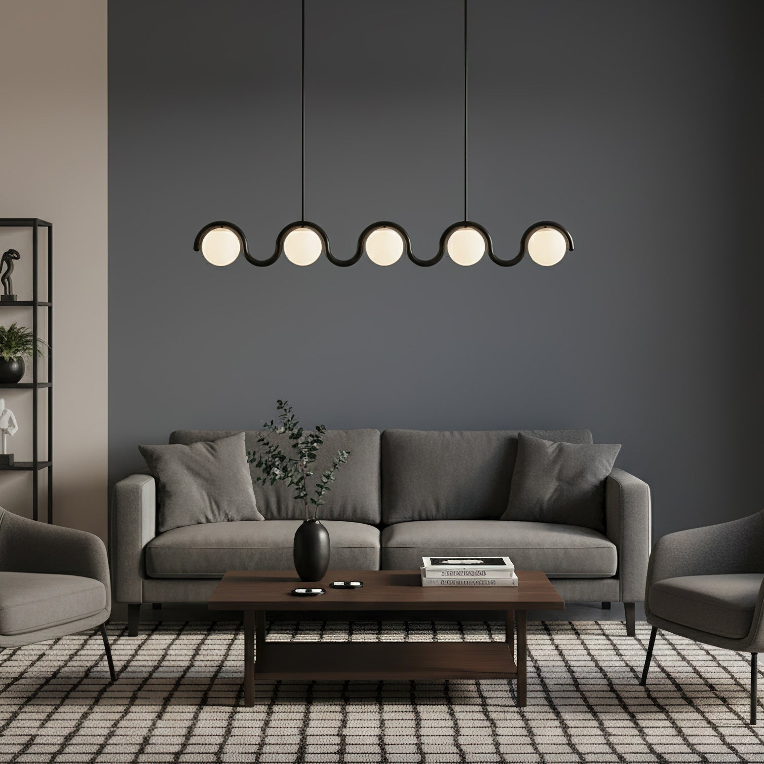 Uveta Linear Chandelier Red & Silver