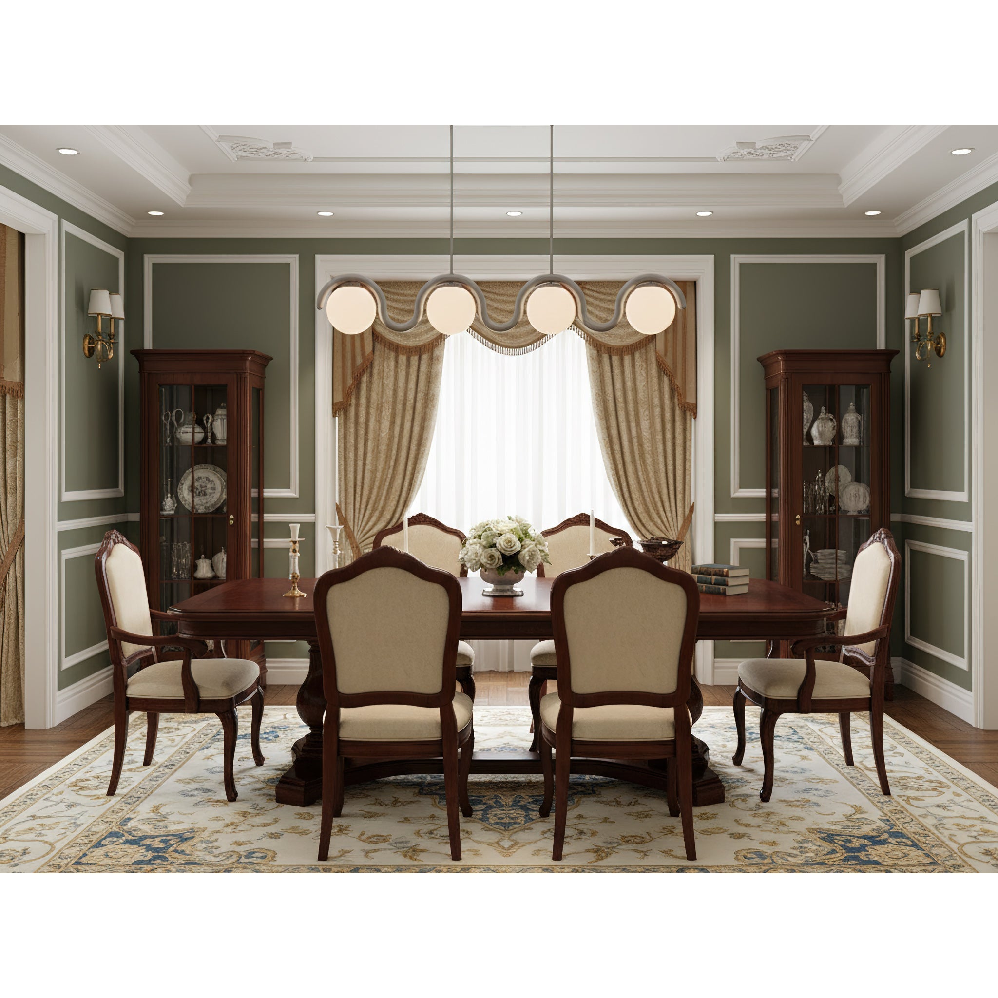 Uveta Linear Chandelier Red & Silver