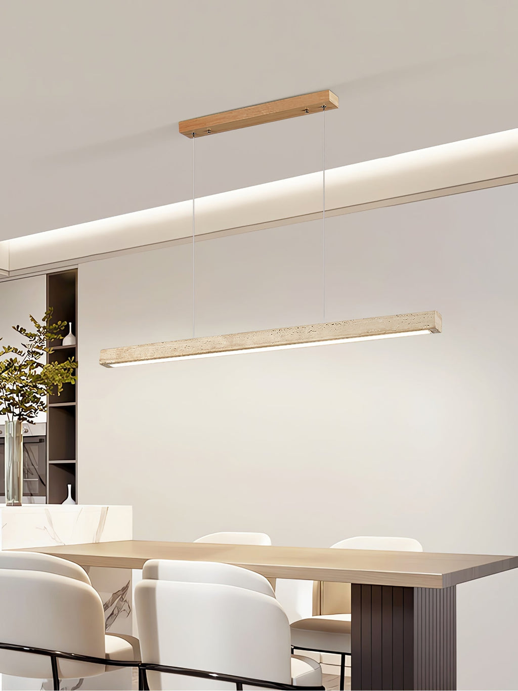 Imiror Minimalist Travertine Linear Pendant Light