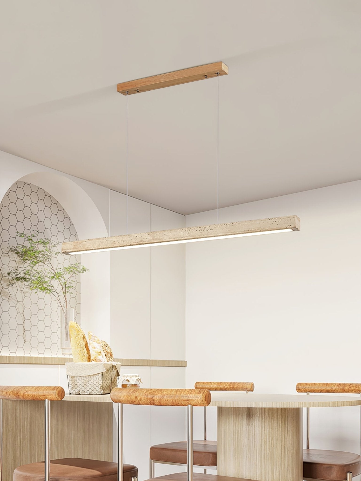 Imiror Minimalist Travertine Linear Pendant Light