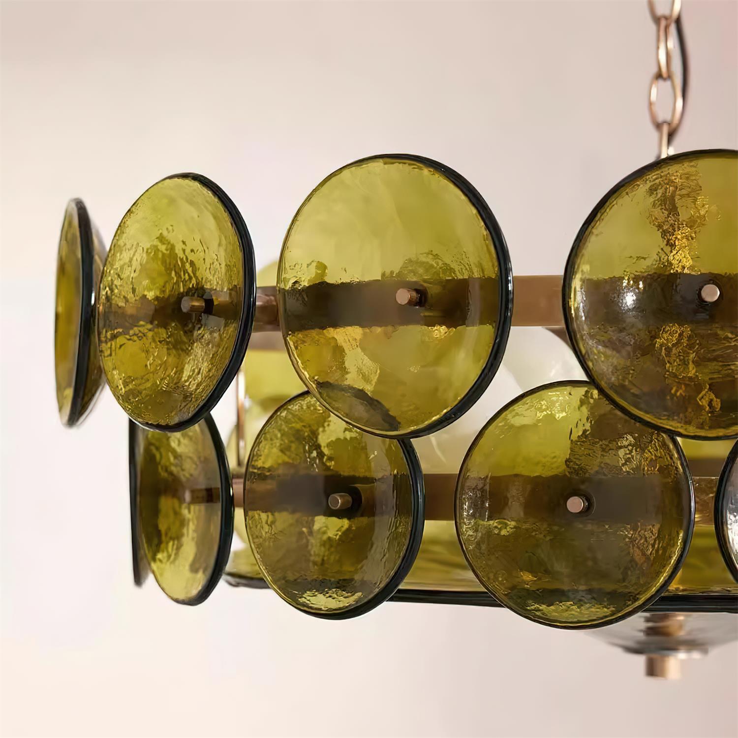 Modern Amber Glass Chandelier