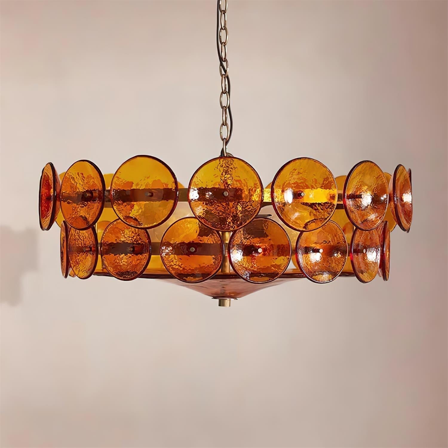 Modern Amber Glass Chandelier