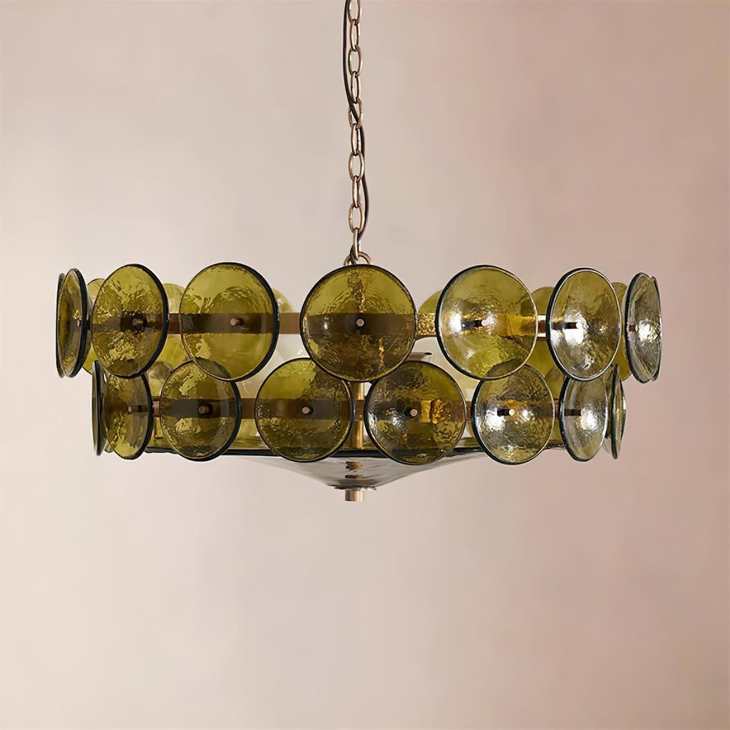 Modern Amber Glass Chandelier