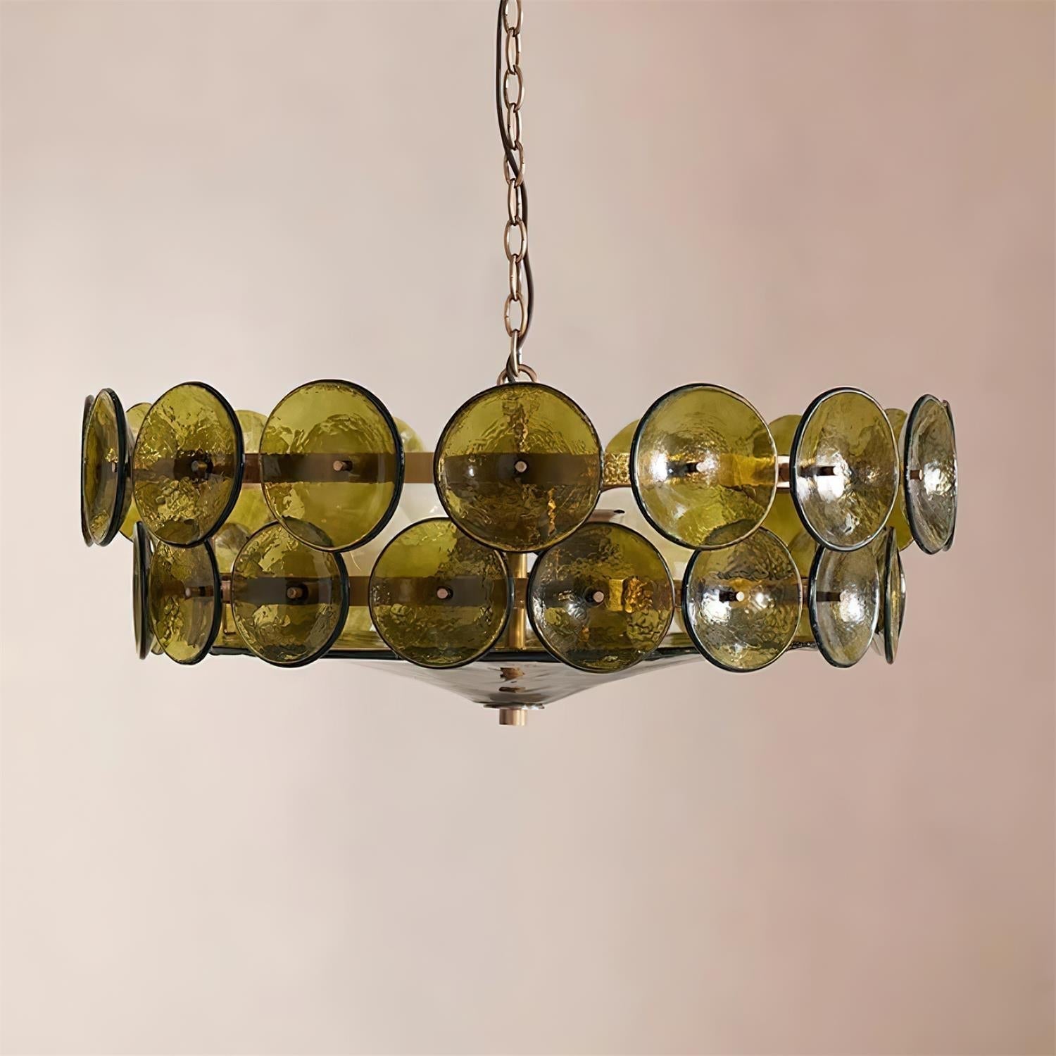 Modern Amber Glass Chandelier