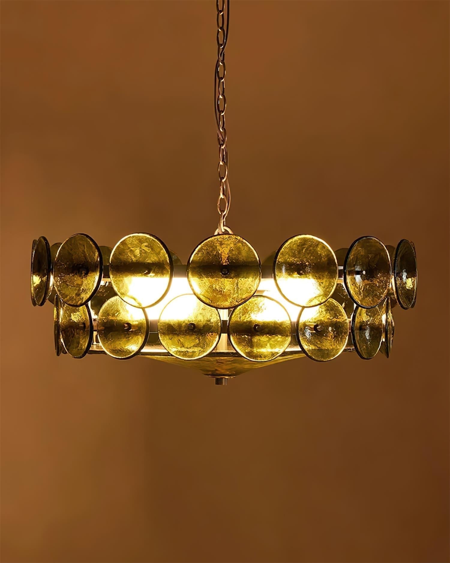 Modern Amber Glass Chandelier