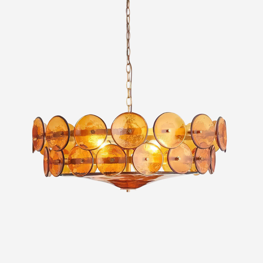 Modern Amber Glass Chandelier