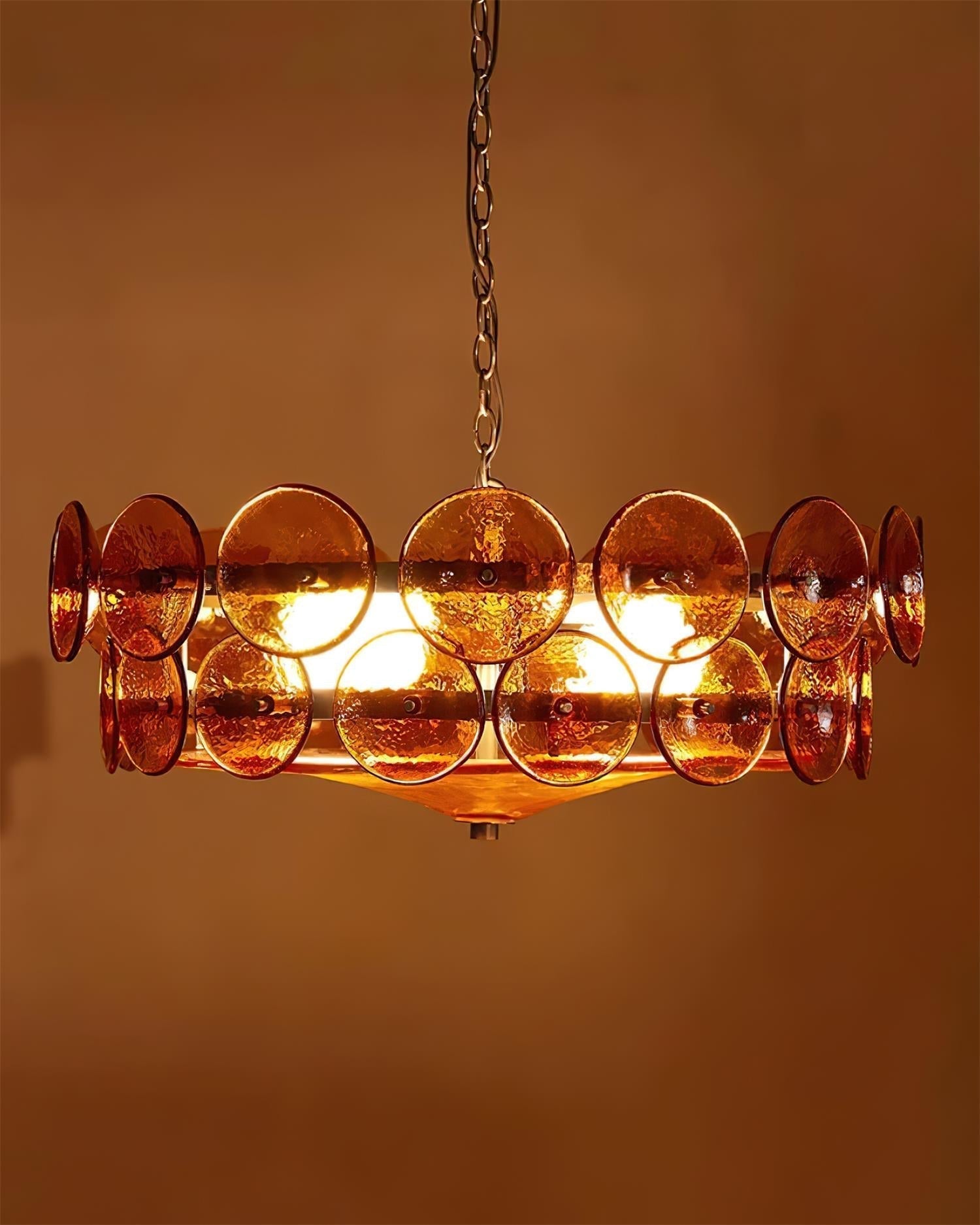 Modern Amber Glass Chandelier