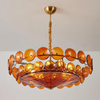 Modern Amber Glass Chandelier