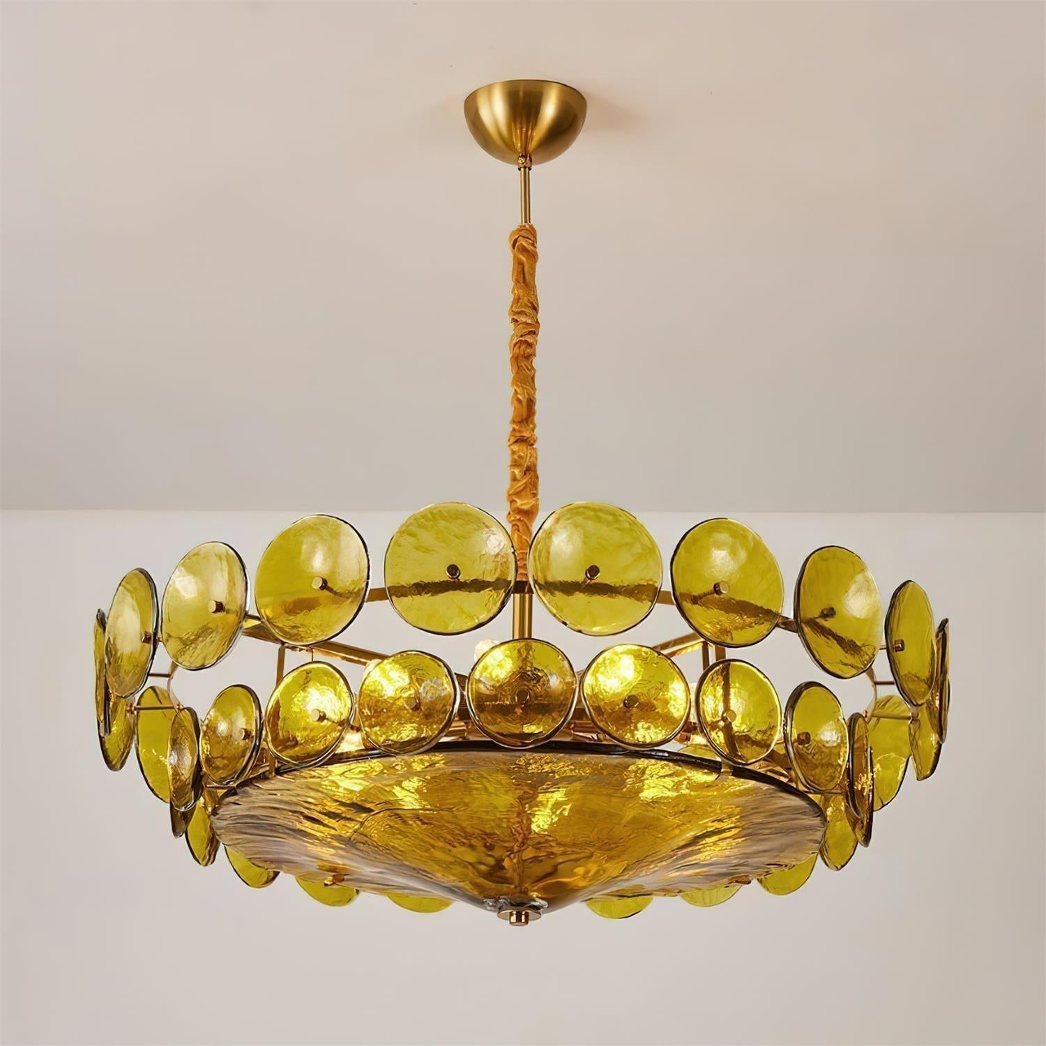 Modern Amber Glass Chandelier