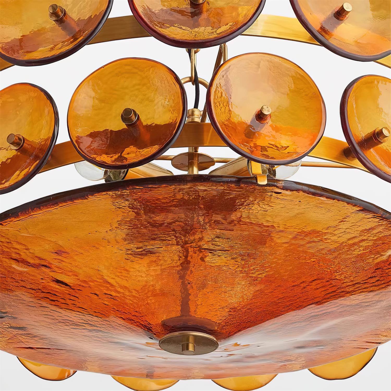Modern Amber Glass Chandelier