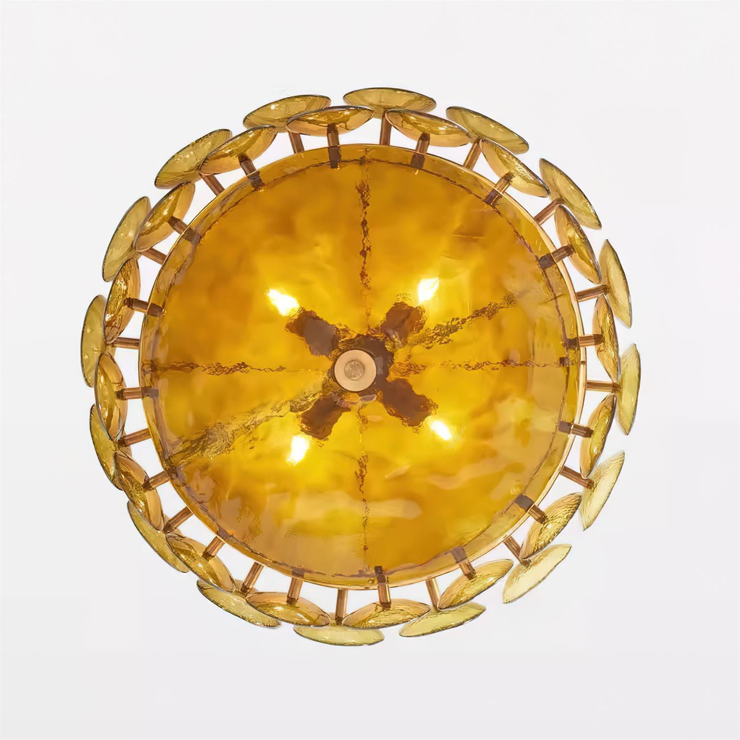 Modern Amber Glass Chandelier