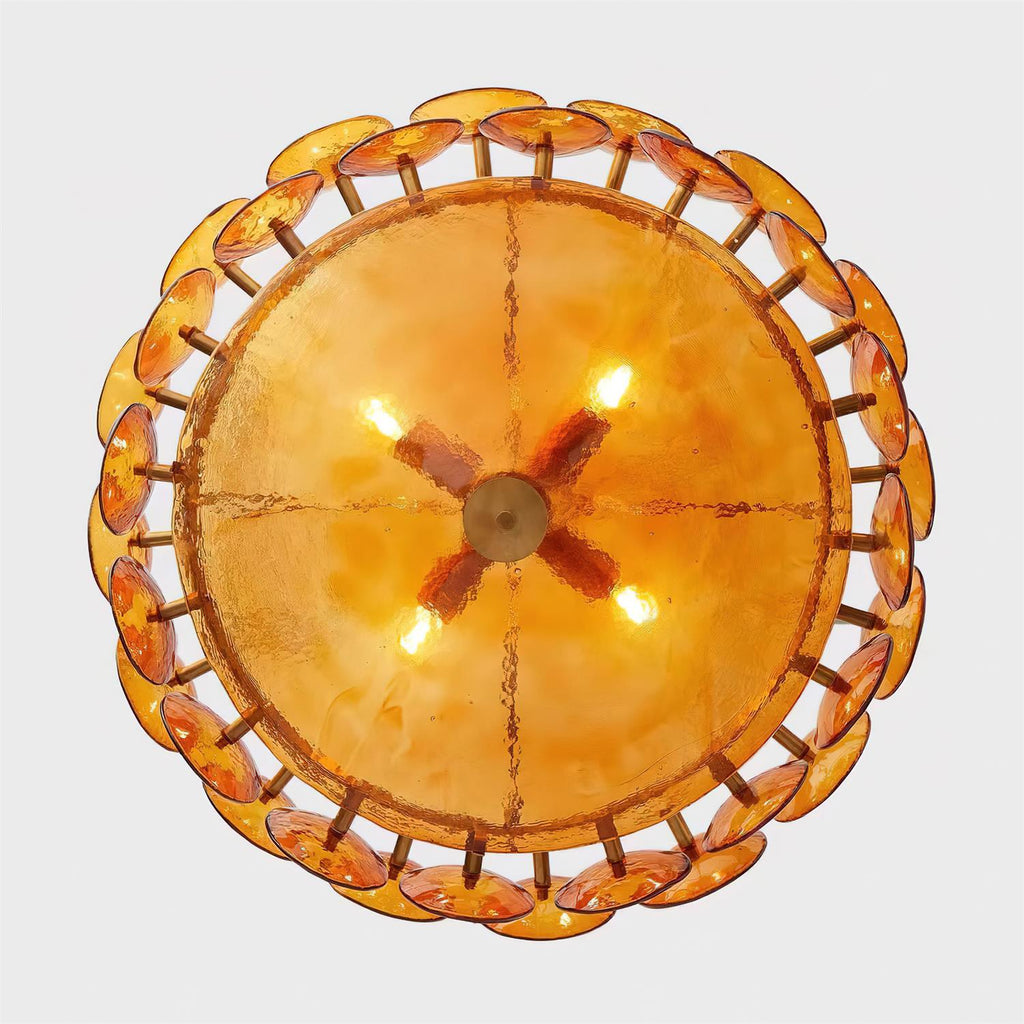 Modern Amber Glass Chandelier