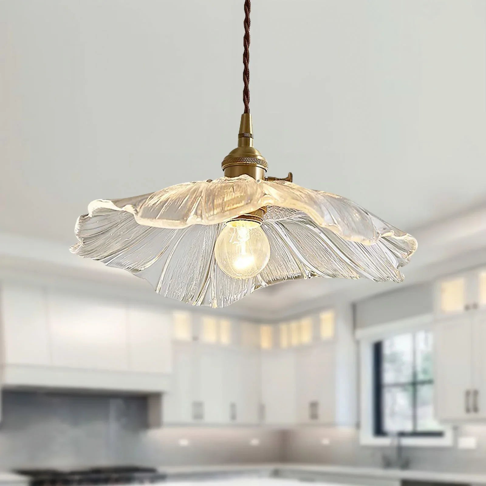 Dennehy Lotus Retro Glass Pendant Light
