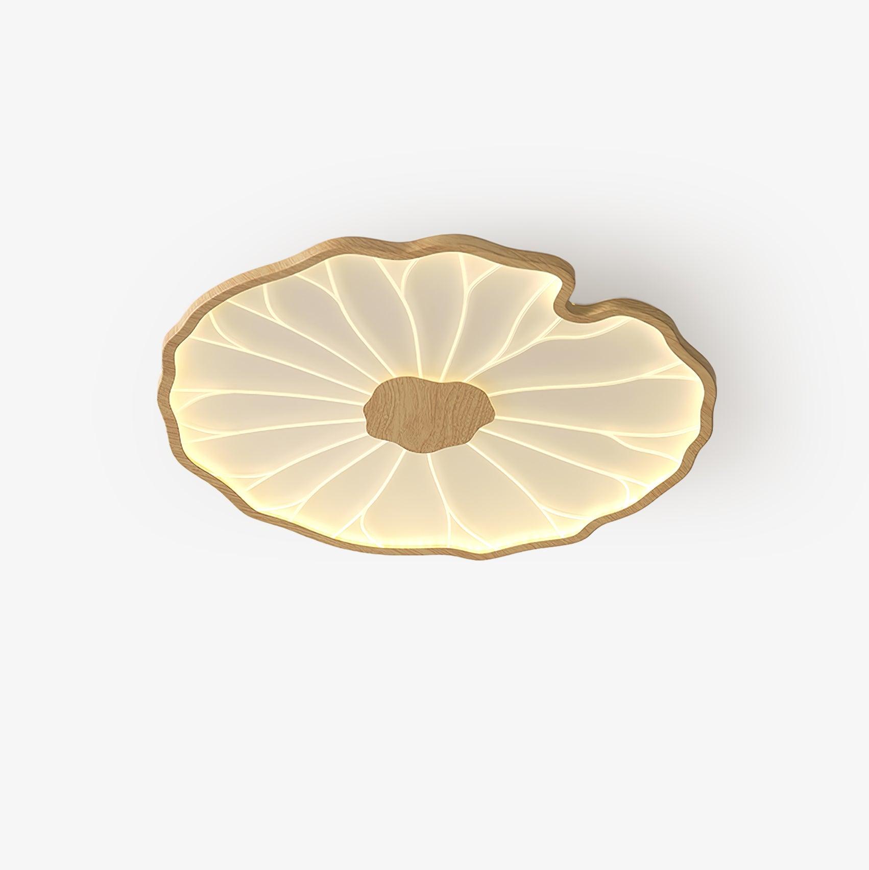 Solara Lotus Leaf Ceiling Light with Wood Finish