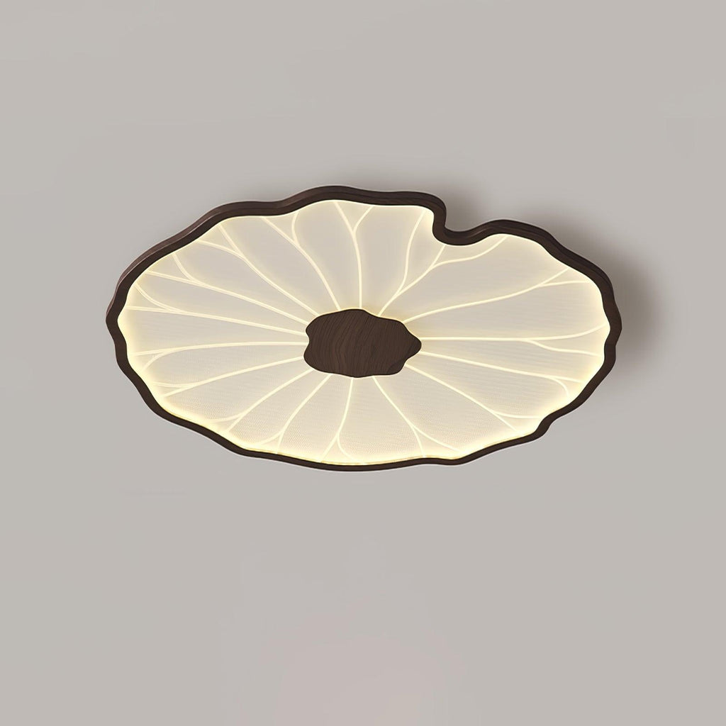 Solara Lotus Leaf Ceiling Light with Wood Finish