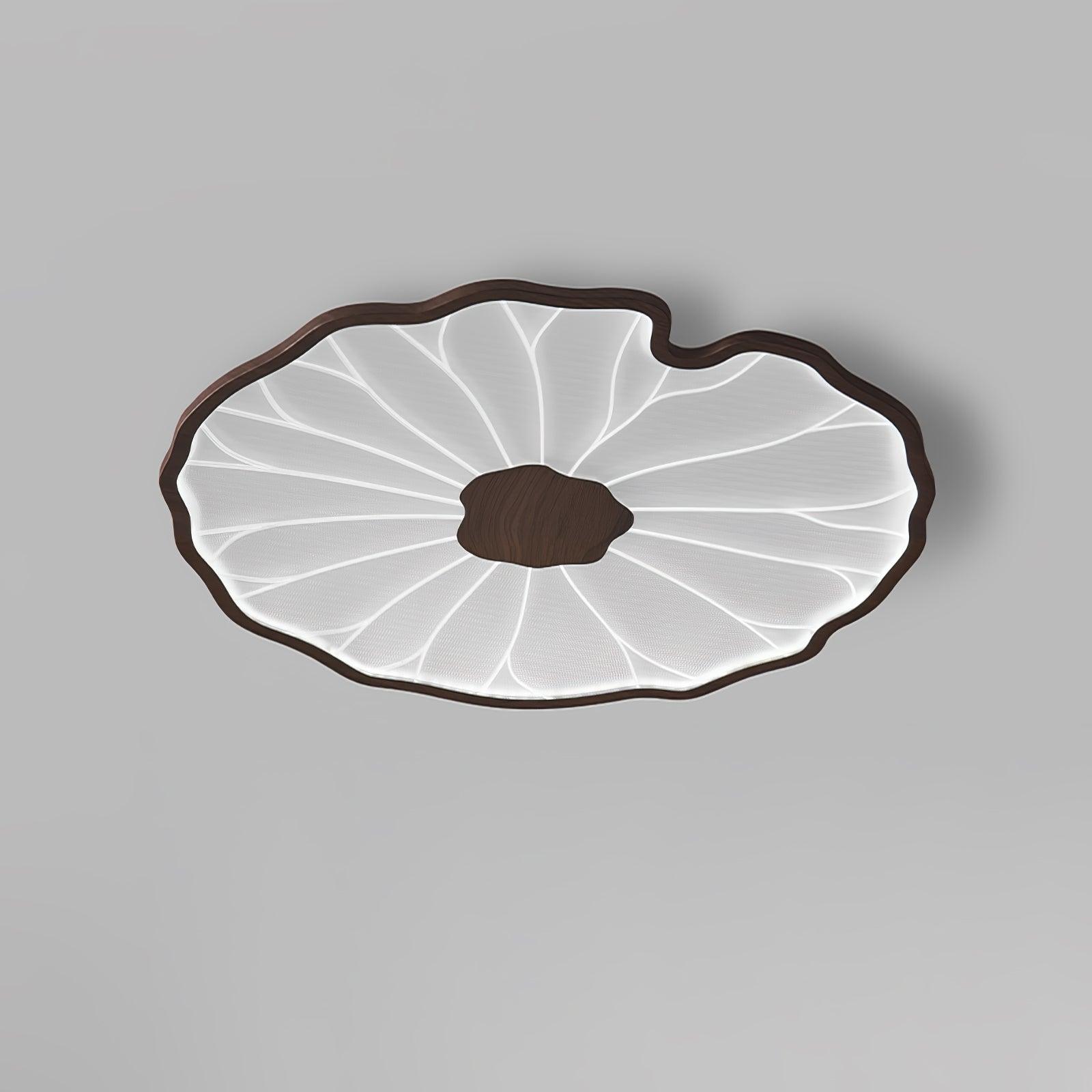 Solara Lotus Leaf Ceiling Light with Wood Finish