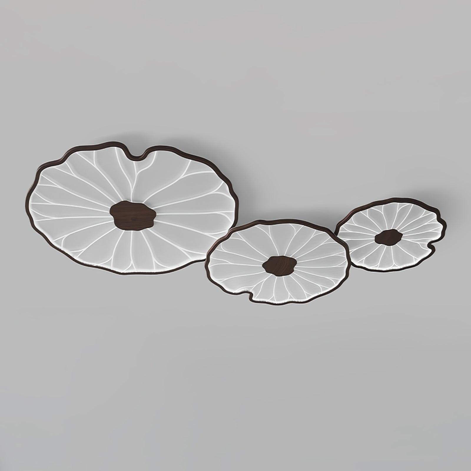 Solara Lotus Leaf Ceiling Light with Wood Finish