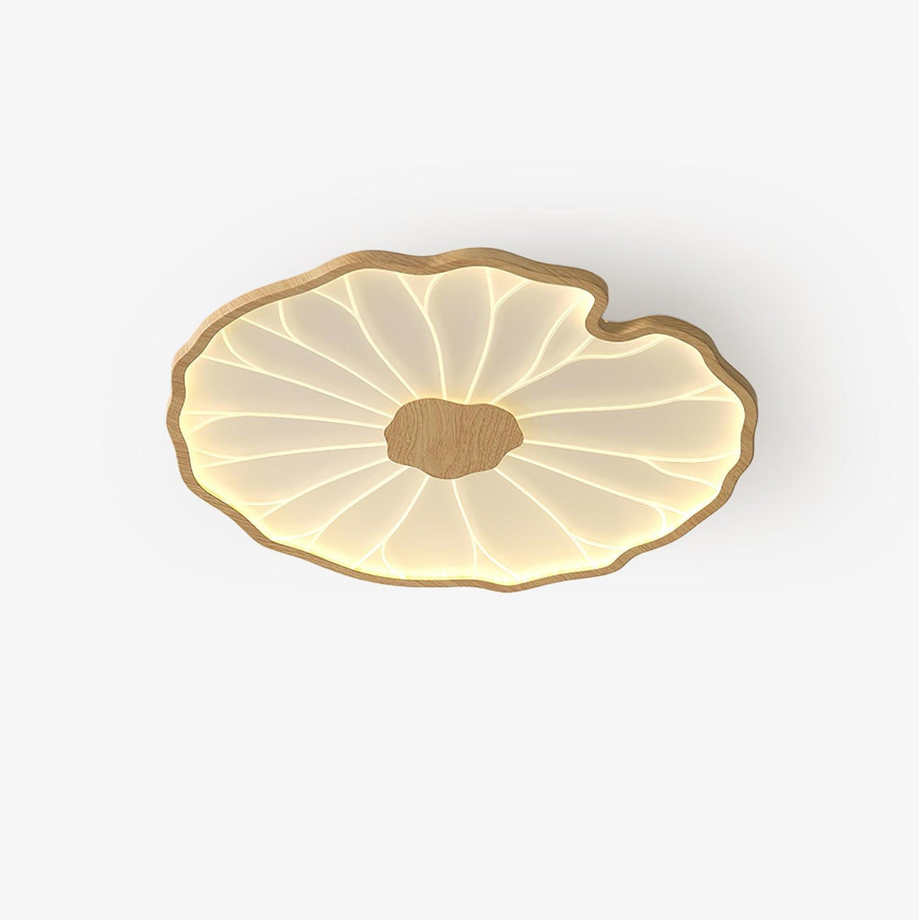 Solara Lotus Leaf Ceiling Light with Wood Finish