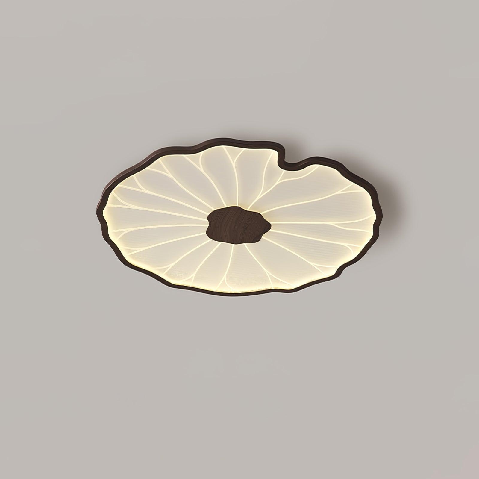 Solara Lotus Leaf Ceiling Light with Wood Finish