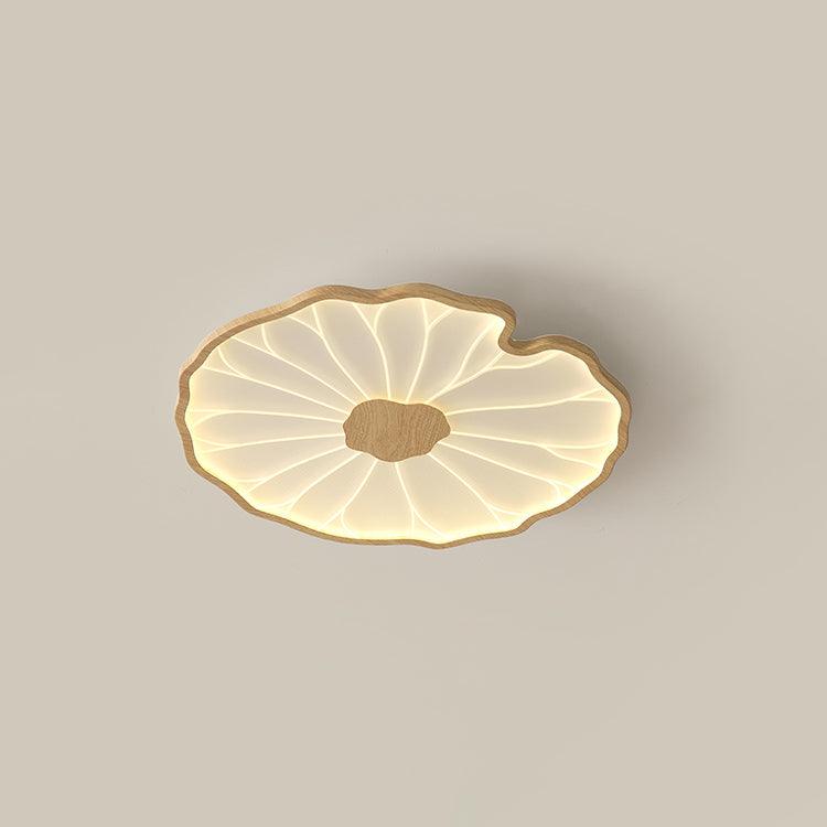 Solara Lotus Leaf Ceiling Light with Wood Finish