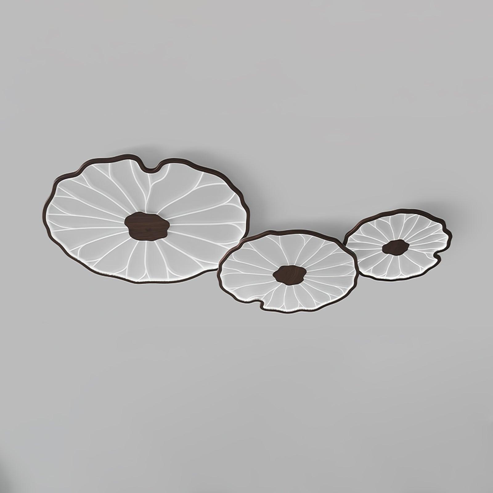 Solara Lotus Leaf Ceiling Light with Wood Finish