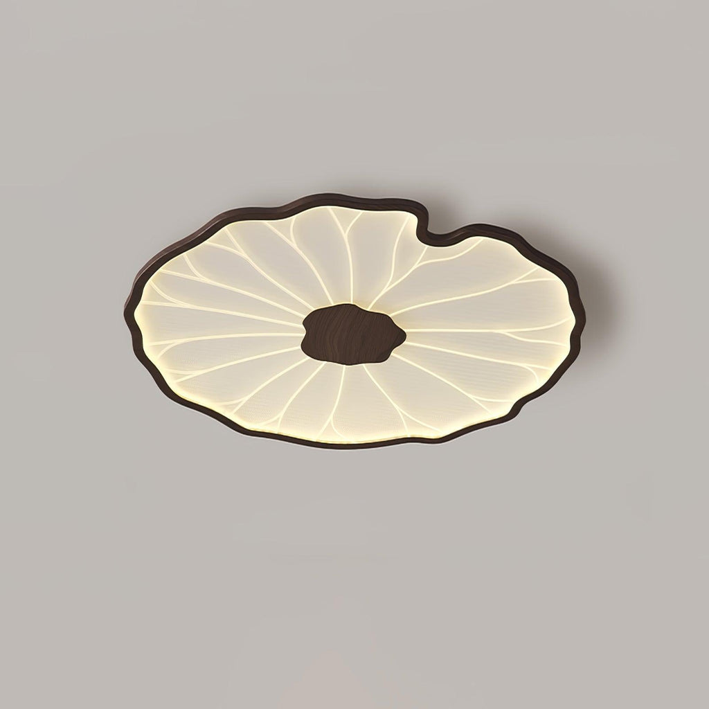 Solara Lotus Leaf Ceiling Light with Wood Finish