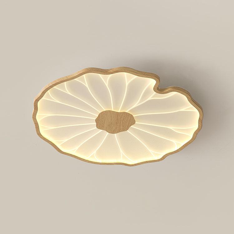 Solara Lotus Leaf Ceiling Light with Wood Finish