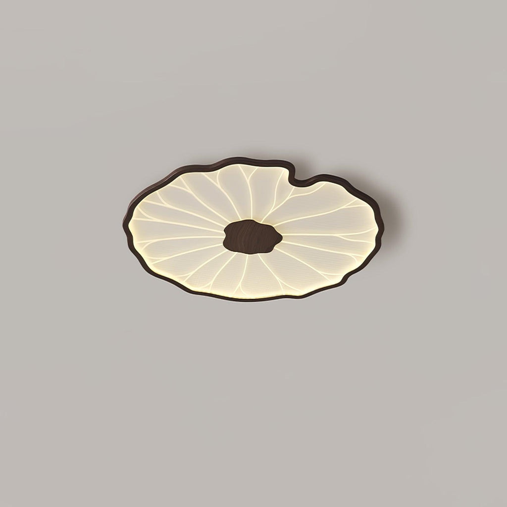 Solara Lotus Leaf Ceiling Light with Wood Finish