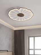 Solara Lotus Leaf Ceiling Light with Wood Finish