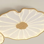 Solara Lotus Leaf Ceiling Light with Wood Finish