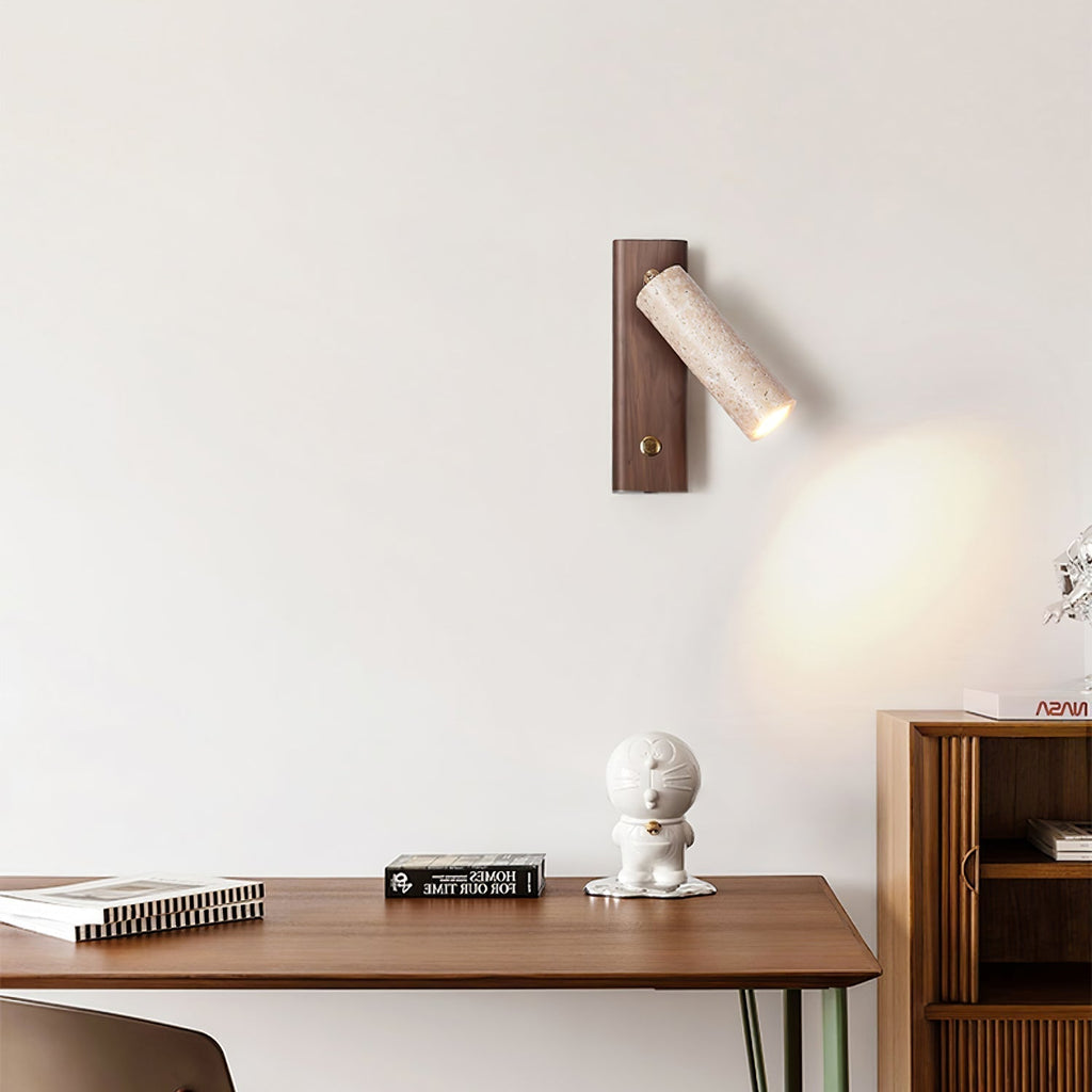 Ornoria Cylindrical Wall Sconce in Travertine