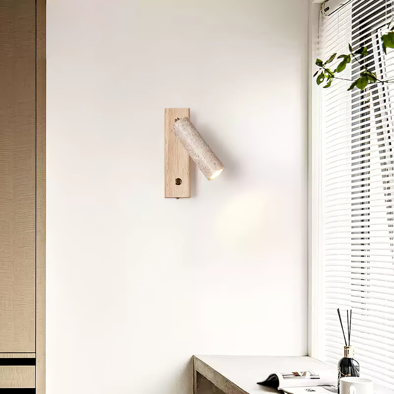 Ornoria Cylindrical Wall Sconce in Travertine