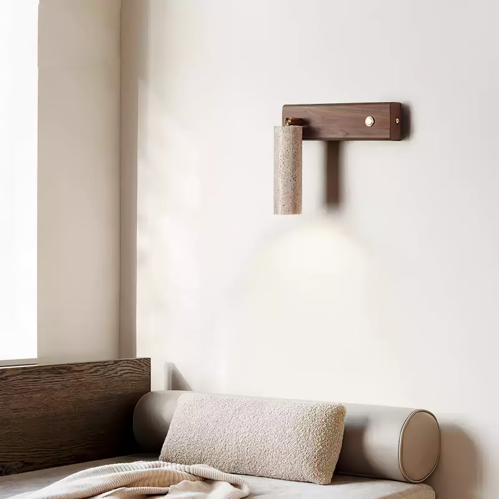 Ornoria Cylindrical Wall Sconce in Travertine