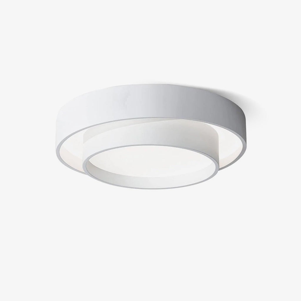 Orina Ceiling Light with Double Ring in Gray, Black & White, Cylindrical Shape