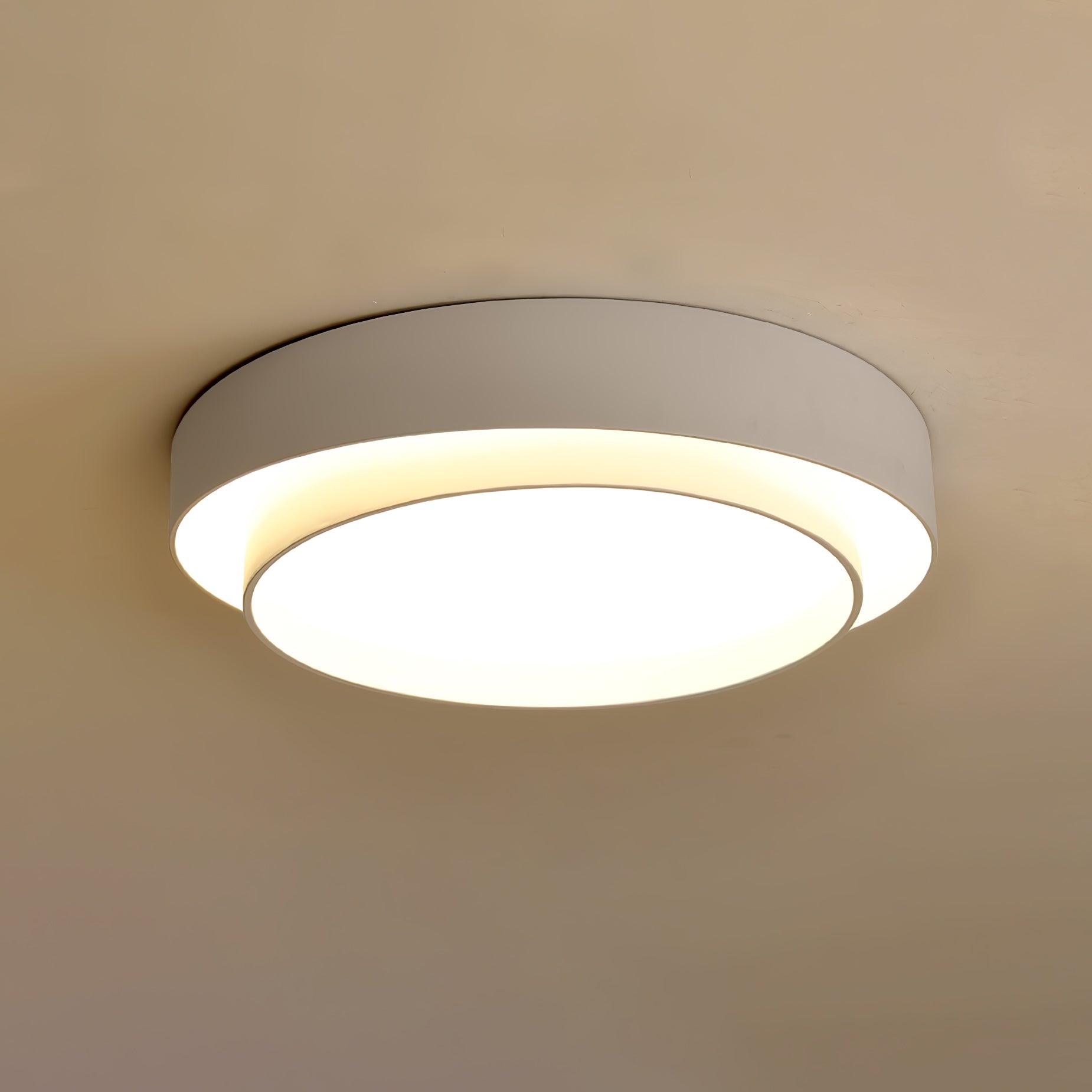 Orina Ceiling Light with Double Ring in Gray, Black & White, Cylindrical Shape