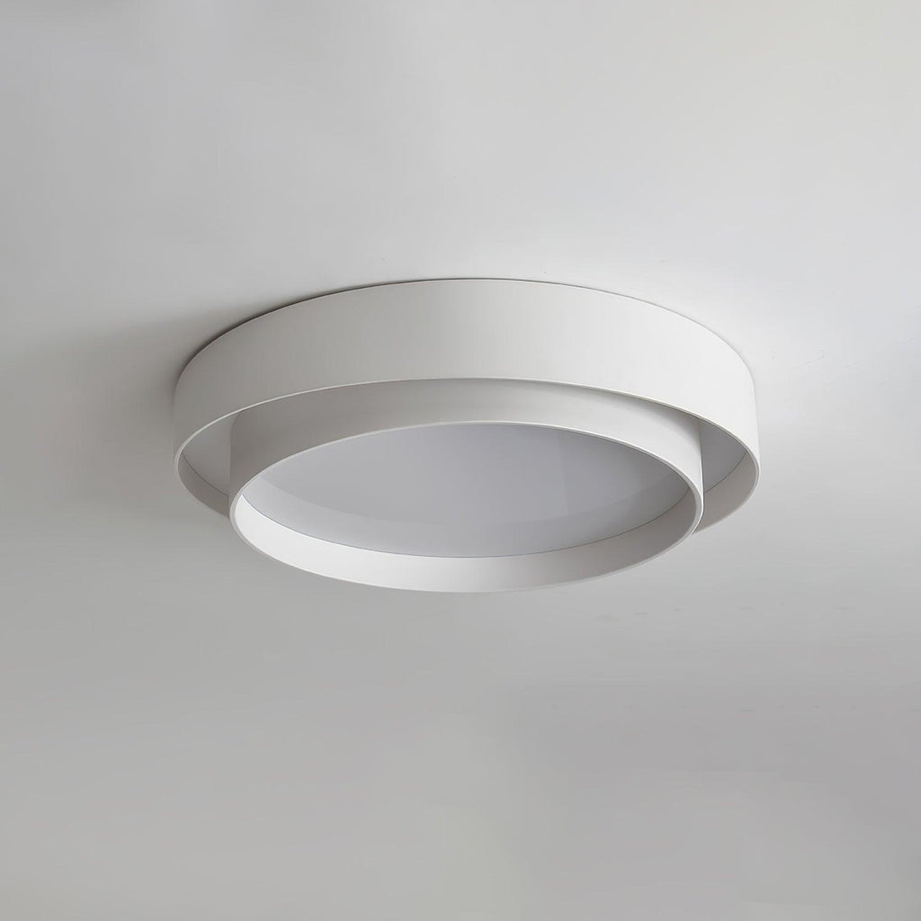 Orina Ceiling Light with Double Ring in Gray, Black & White, Cylindrical Shape