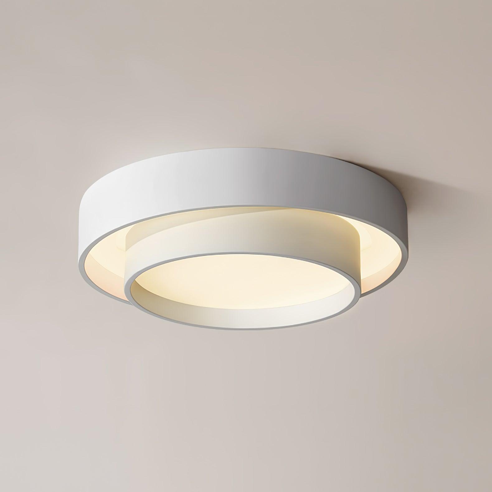 Orina Ceiling Light with Double Ring in Gray, Black & White, Cylindrical Shape
