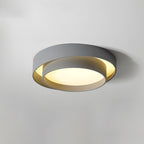 Orina Ceiling Light with Double Ring in Gray, Black & White, Cylindrical Shape