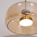 June Modern Cylinder Pendant Light. Clear/Smoky Gray/Amber