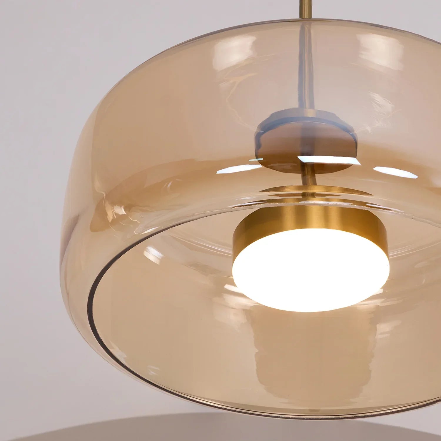 June Modern Cylinder Pendant Light. Clear/Smoky Gray/Amber