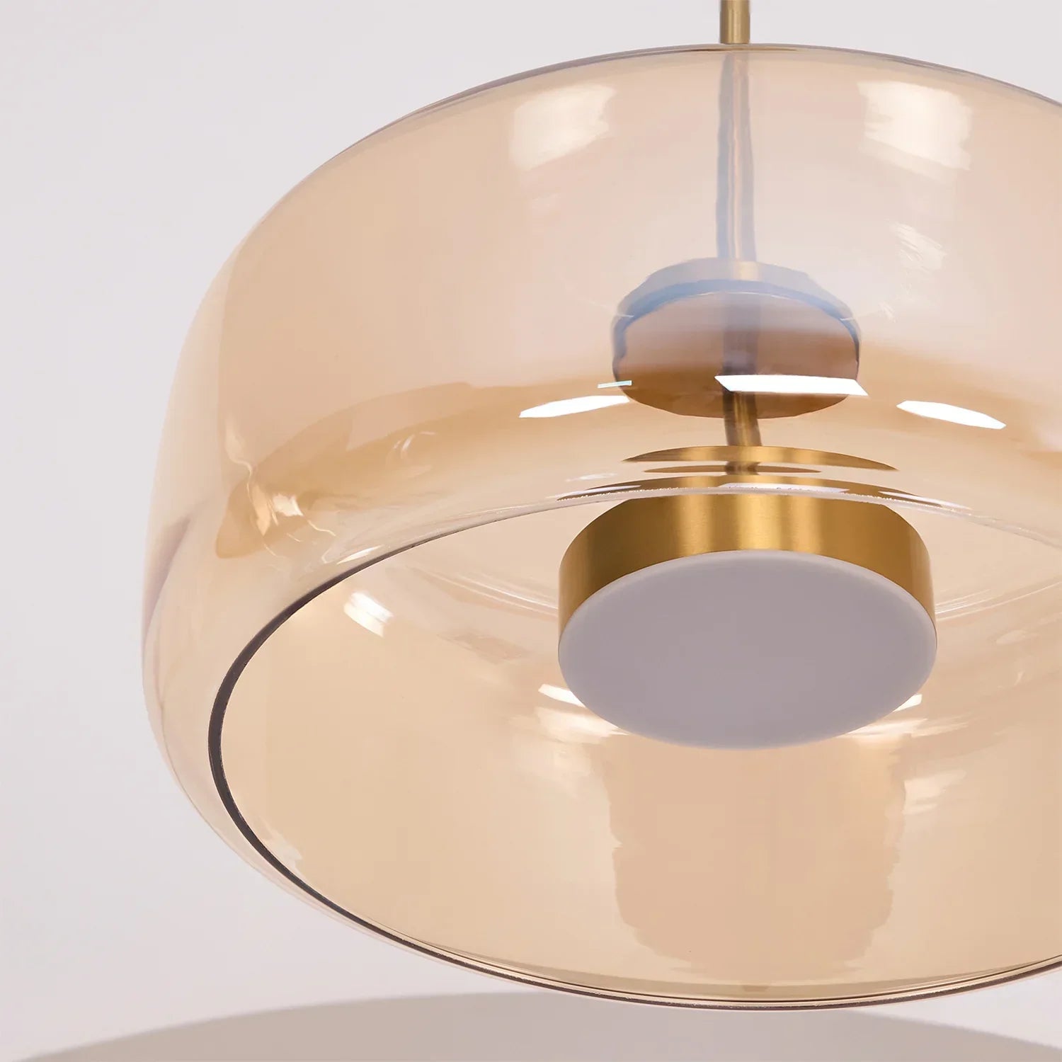 June Modern Cylinder Pendant Light. Clear/Smoky Gray/Amber